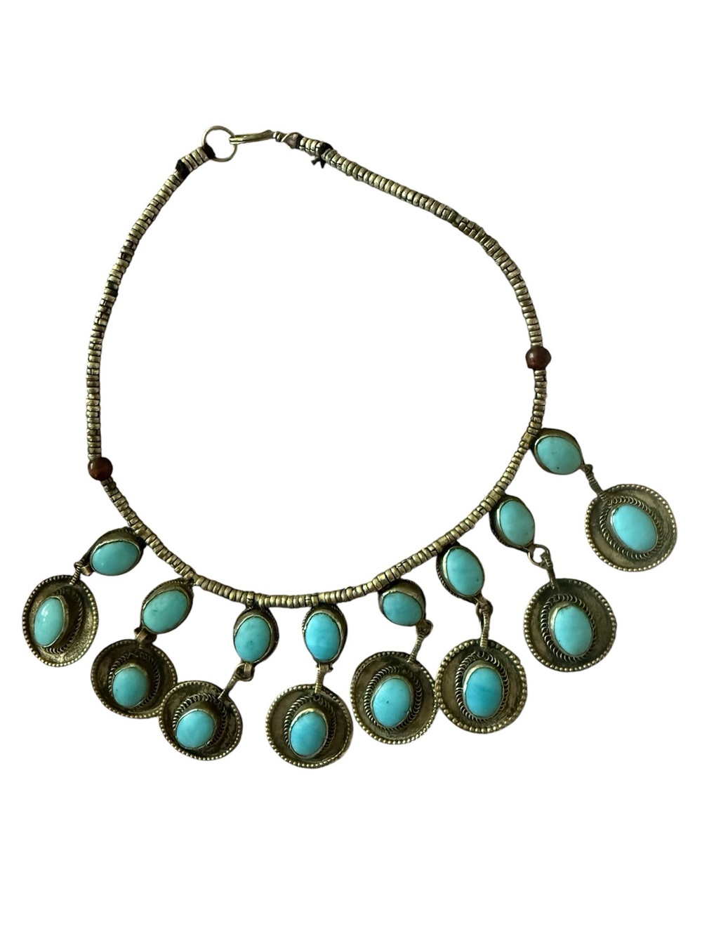 Antique Handcrafted Turquoise Drop Necklace/Choker from Witch’s Estate Sale